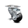 Service Caster 3.5 Inch Soft Rubber Wheel Swivel Top Plate Caster with Brake SCC-20S3514-SRS-TLB